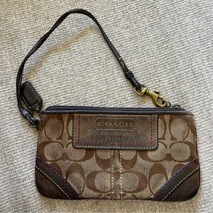 Coach Leather Wristlet in Brown Leather